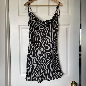 Zara || Black and White Zebra Dress with Cowl Neckline